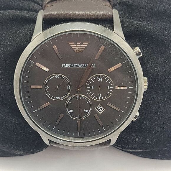Emporio Armani AR2462 Men's Brown Leather Analog Dial Quartz Wrist Watch BC459